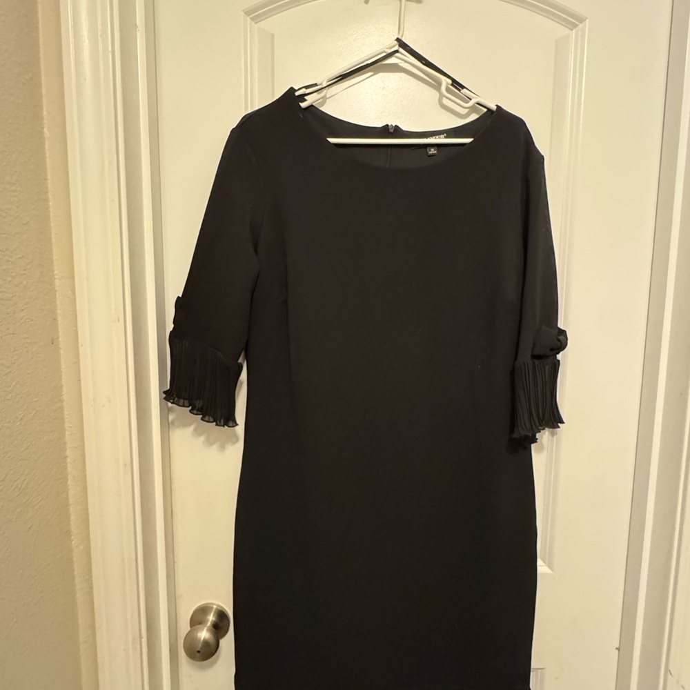 Black Dress with Pleated Ruffle Sleeve with Bows